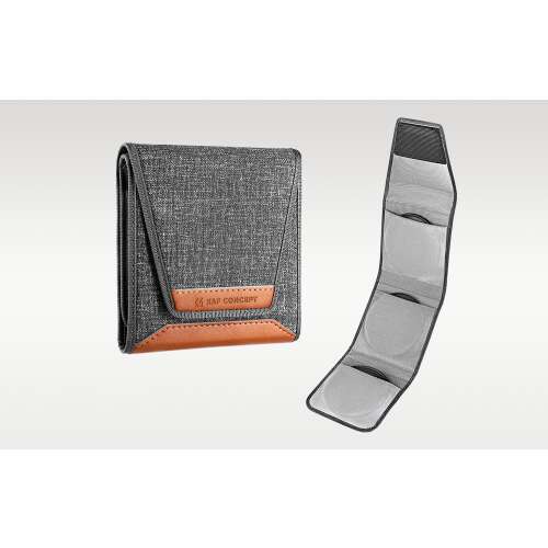 K&F Concept KF13.139 filter case, grey, holds 3 filters up to 62mm, with separate pockets for accessories