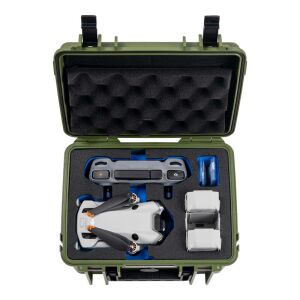 Nyitott B&W Outdoor Case 2000 DJI Mini 4 Pro-hoz, zöld, DJI Mini 4 Pro drónnal és tartozékokkal - Drón kiegészítő