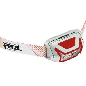 Čelová lampa Petzl Actik Core v červenej a bielej farbe, šikmý pohľad - Lampy&osvetlenie