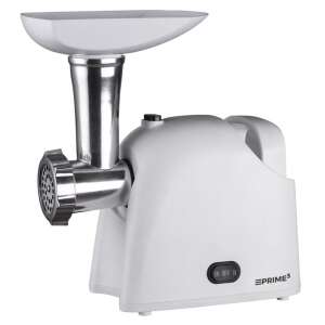 Elektrická mlynčeky na mäso PRIME3 SMM11, biela, s podávacím potrubím, mlecím hrotom a spínačom pre zapnutie, vypnutie a spätný chod - Kuchynské roboty, Stroje na výrobu cestovín, Ručné krájače, Mlynčeky na mäso a Ručné mixéry