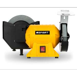 Smart365 SM-04-04150 Schleifmaschine, Vorderansicht, zeigt die Schleifscheiben, den Motor und den Ein-/Ausschalter - Schleifmaschinen