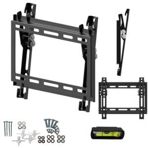 Pepita TV-Wandhalterung für 23-42 Zoll Bildschirme, VESA 200x200, schwarz, max. 40 kg, mit Schrauben, Dübeln und Wasserwaage - TV-Ständer und Wandhalterungen