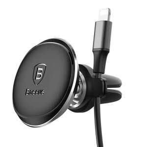 Baseus magnetic car phone holder, black, for air vent, 360 degree rotation, strong magnets, safe and secure - Car Phone Holder
