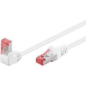 Goobay S/FTP CAT6 Kabel Patch 90 stopni kątowy 1m Biały, Kabel Ethernet z jednym złączem kątowym - Goobay