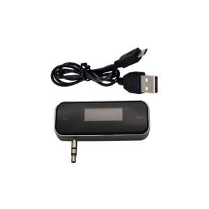 FM transzmitter 3.5 mm jack dugóval, USB töltőkábellel és LCD kijelzővel - Fejegység kiegészítő