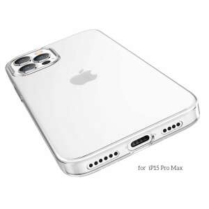 HOCO Light Series TPU case for iPhone 15 Pro Max, clear, transparent, back view - Hoco