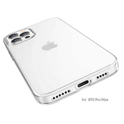HOCO Light Series TPU case for iPhone 15 Pro Max, clear, transparent, back view