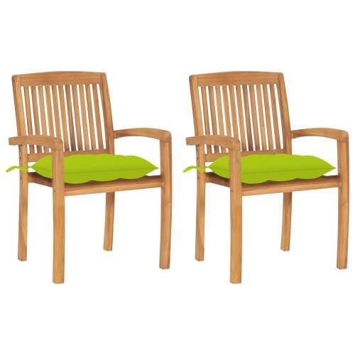 2 db vidaXL teak kerti szék lime zöld párnákkal - Kerti szék