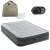Intex Full Comfort Plush Mid-Rise inflatable mattress, gray, double bed, with electric pump, carrying bag, and instructions