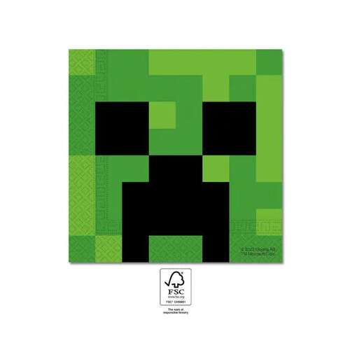 Minecraft Creeper-Gesichts-Servietten, 20 Stück, 33x33 cm, FSC-zertifiziert