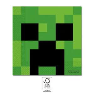 Servetele Minecraft cu fața Creeper, 20 bucăți, 33x33 cm, certificate FSC - Șervețele