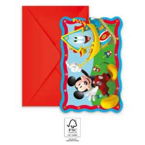 Disney Mickey Mouse Rock the House Party invitation with red envelope, 6 pack, FSC certified - Party Supply