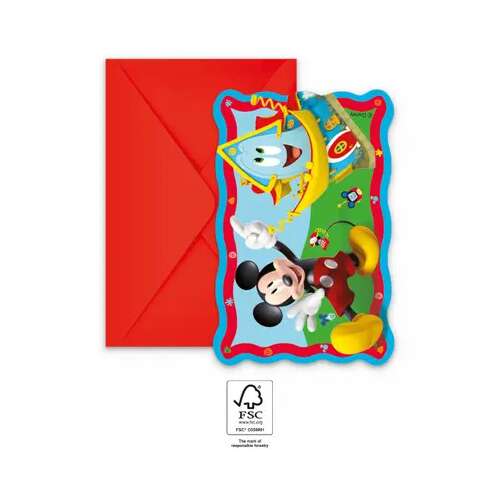Set 6 Invitatii Mickey Mouser Pentru Petrecere, Multicolor