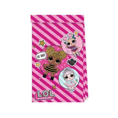 LOL Surprise Glitterati Geschenktüten, 4er Pack, rosa mit LOL Puppen