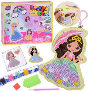 Hercegnős Gyémántfestő Kulcstartó Készlet: Diamond painting kit with princess design, includes tools and accessories - Ramiz