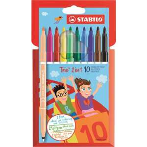 STABILO Trio 2 in 1 filctollak, 10 szín, kétvégű, 0,5-2 mm - Filctoll
