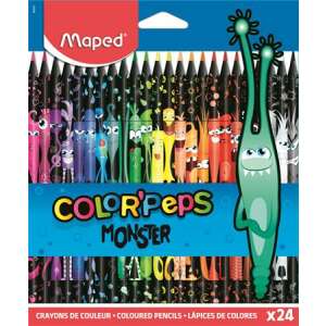 Színes ceruza készlet, háromszögletű, MAPED "Color`Peps Monster" 24 különböző szín 90388606 