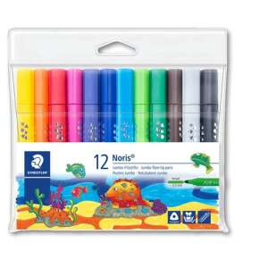 Staedtler Noris Jumbo 328-B 12 darabos mosható háromszögletű filctoll készlet, 3 mm-es heggyel, különféle színekben - Filctoll