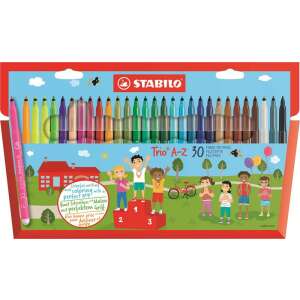 STABILO Trio A-Z 30 filctoll készlet, 30 különböző szín, tökéletes színezéshez és íráshoz - Filctoll
