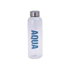 Aqua Wasserflasche, klar aus Kunststoff mit Edelstahldeckel - Küche & Essen