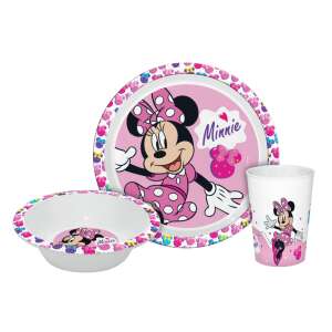 Disney Minnie Happy étkészlet, micro műanyag szett Dobozban 90428564 Gyerek tányér, evőeszköz, étkészlet