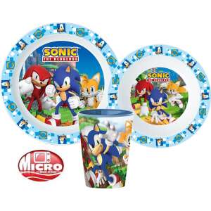 Sonic, a sündisznó étkészlet, micro műanyag szett, pohárral 260 ml 90428620 Gyerek tányérok, evőeszközök, étkészletek