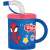 Spiderman Spidey Trinkbecher mit Strohhalm, blau mit rotem Spiderman-Design, 210 ml, Kunststoff, mit Deckel und Strohhalm