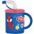 Spiderman Spidey Trinkbecher mit Strohhalm, blau mit rotem Spiderman-Design, 210 ml, Kunststoff, mit Deckel und Strohhalm