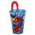 Kubek ze słomką Spiderman Web-Jump, 430 ml, niebieski z wzorem Spidermana, czerwona słomka, plastik
