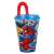 Pohľad zboku na pohár so slamkou Spiderman Web-Jump s vekom, 430 ml, modrá a červená, plast