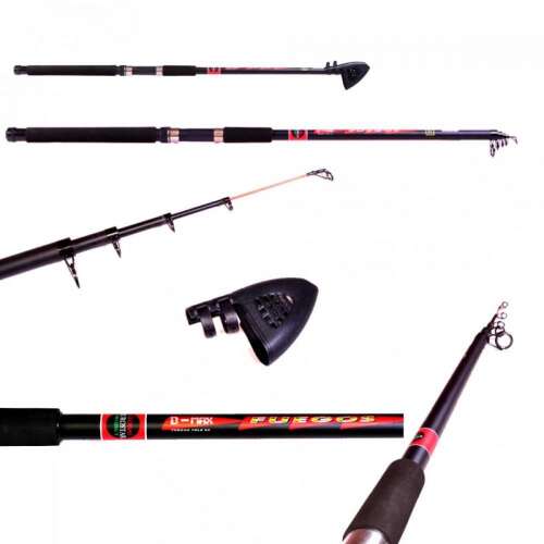 Eurostar D-Max Fuegos Tele 30-60gr teleszkópos horgászbot, 270 cm, kompozit test, SIC gyűrűk, EVA nyél, fekete és piros szín