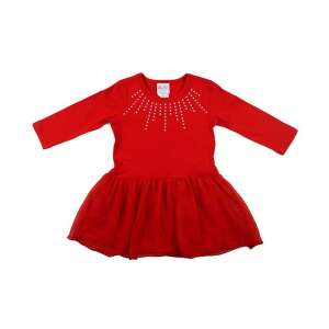Piros hosszú ujjú lányka ruha tüll szoknyával és ezüst díszítéssel, 86-os méret, Asti márka - Asti