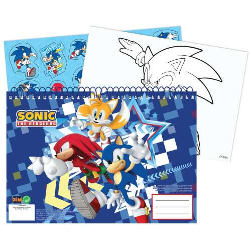 Sonic a sündisznó A4 spirál vázlatfüzet matricákkal és színező oldallal