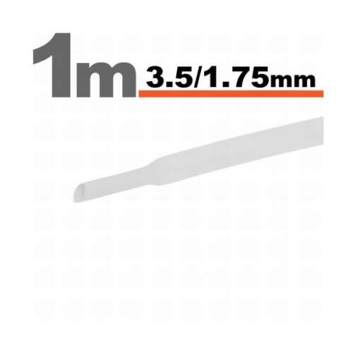 1 méteres fehér zsugorcső, 3,5 mm külső átmérő, 1,75 mm belső átmérő