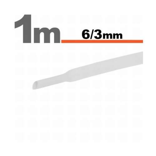 1 méteres fehér zsugorcső, 6 mm külső átmérő, 3 mm belső átmérő