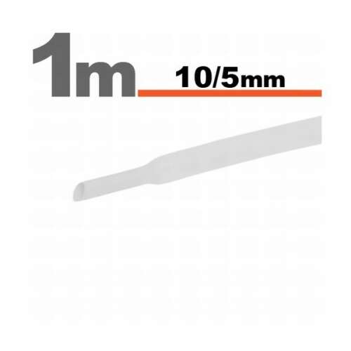 1 méteres fehér zsugorcső, 10 mm külső átmérő, 5 mm belső átmérő