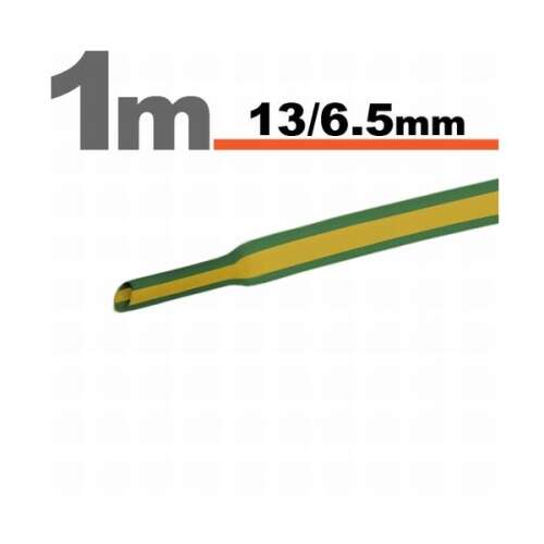 1 méteres sárga-zöld zsugorcső, 13/6,5 mm