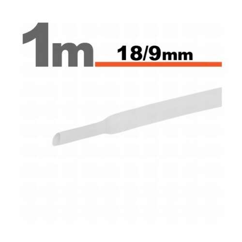 1 méteres fehér zsugorcső, 18 mm külső átmérő, 9 mm belső átmérő