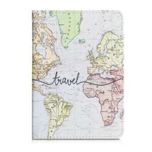 Kwmobile držiak na autodokumenty s dizajnom mapy sveta, ekologická koža, viacfarebný - Doplnky oblečenia