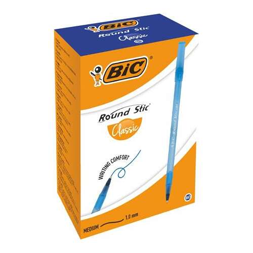 BIC Round Stic Classic kék golyóstoll, 0,32 mm-es hegy, kupakos, dobozos csomagolás