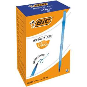BIC Round Stic Classic blauer Kugelschreiber, 0,32 mm Spitze, mit Kappe, Boxverpackung - Kugelschreiber