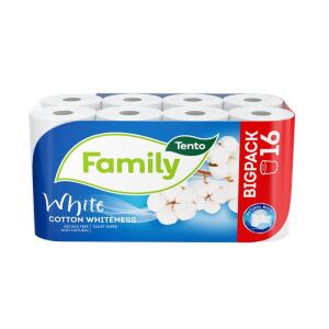 TENTO Family White WC Papír, 16 Tekercs, 2 Rétegű, Pamut Fehérség - Tento