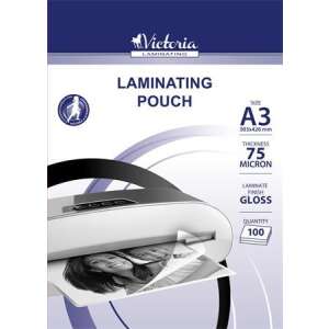 Victoria Office A3-as 75 mikronos fényes lamináló tasakok, 100 darabos csomag - Lamináló fólia