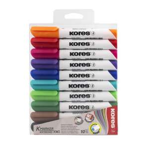 Board and flipchart marker set, 1-3 mm, conical, KORES "K-Marker", 10 different colours