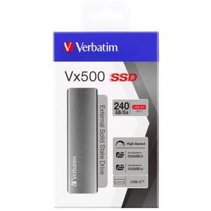 SSD (külső memória), 240 GB, USB 3.1, VERBATIM "Vx500", szürke 90517877 
