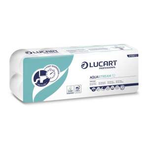 Lucart Aquastream 10 wasserlösliches Toilettenpapier extra lang - 2-lagig, schneeweiß, 10 Rollen