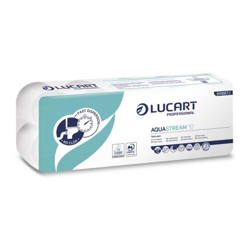 LUCART Aquastream 10 Toalettpapír, 2 rétegű, 10 tekercs, kistekercses, 22 m