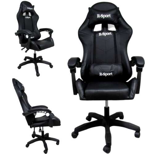R-Sport Gamer Stuhl mit Lendenwirbelstütze und Massagefunktion #schwarz
