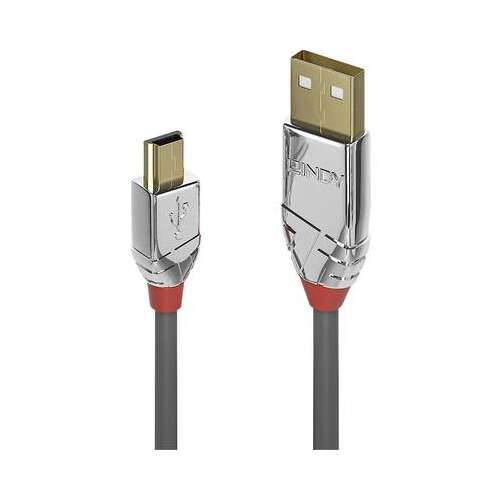 Kábel USB 2.0 Lindy 3m A na Mini-B, sivý