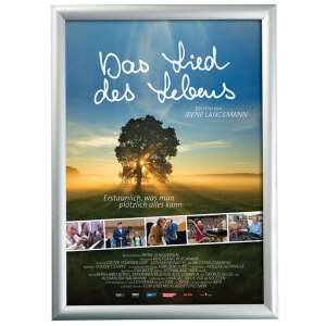 Snap Frame alumínium plakátkeret, A2 méret, szögletes sarokkal, ezüst, egy posztert mutat - MT Displays